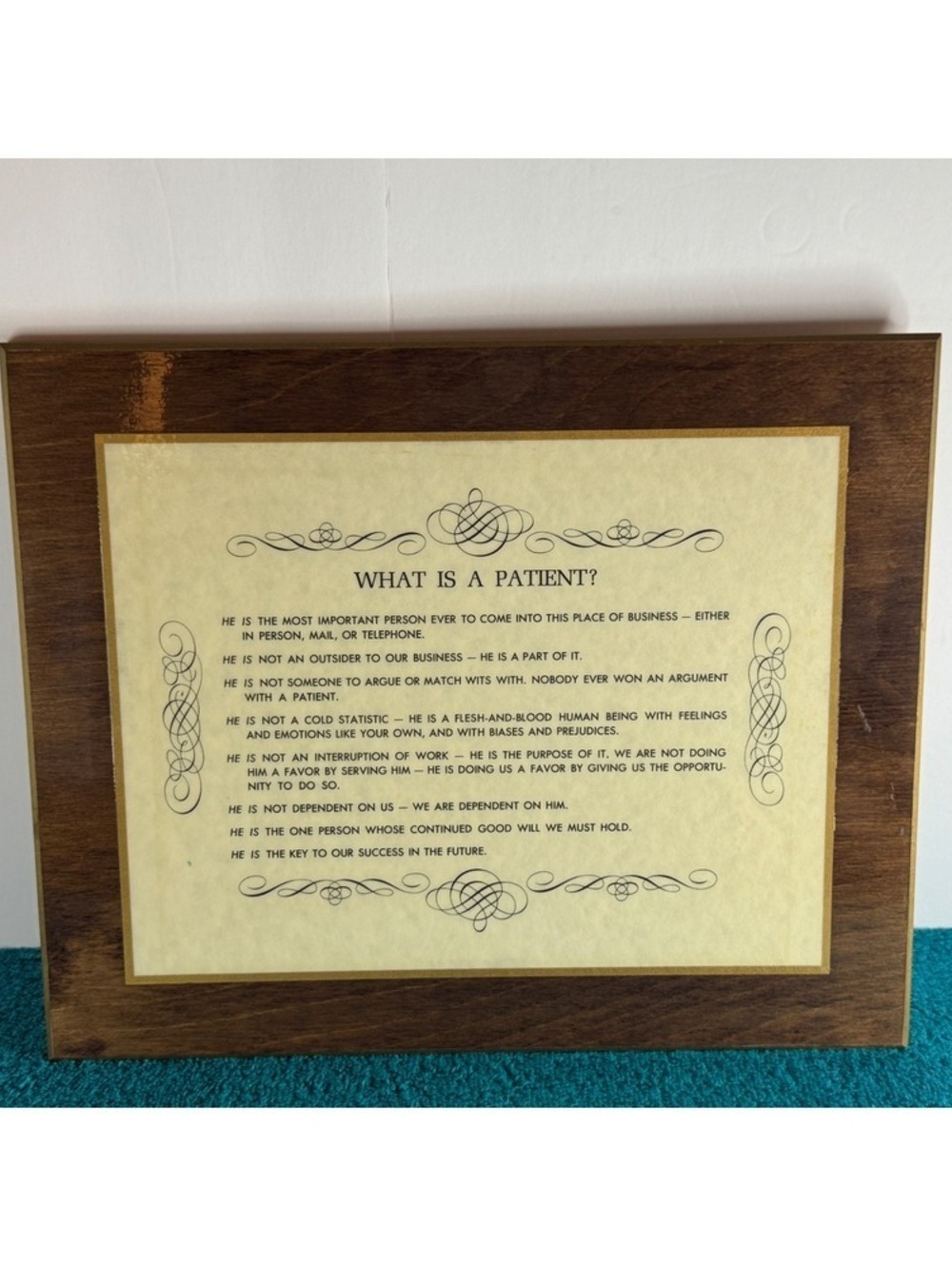 Perma Plaque "What Is A Patient?" Motivational Framed Print Wall Art - Brown